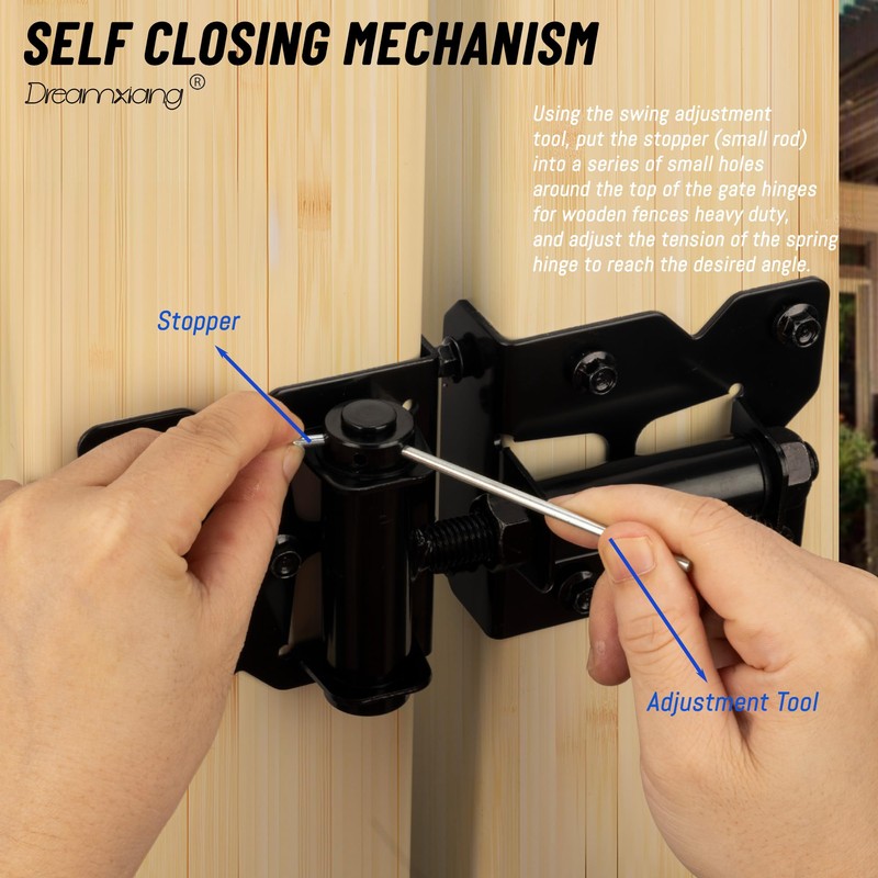 Dreamxiang Non-Weld Self Closing Gate Hinges Adjustable Heavy Duty Hardware