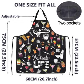 ENSIANTH Bartender Aprons with Pockets Bartender Gifts for Cocktail Lovers Barman Apron Mixology Bartending Gift for Mixologists (bartender apron)
