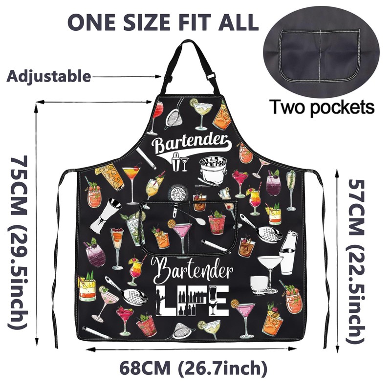 ENSIANTH Bartender Aprons with Pockets Bartender Gifts for Cocktail Lovers