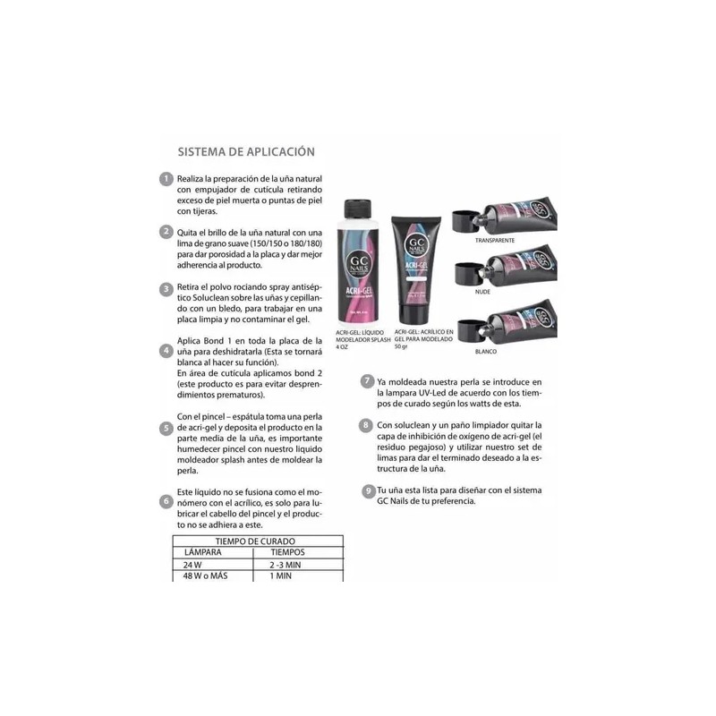 Acrigel Liquido Moldeador Splash 4 Oz Uñas Acrilico Gc Nails