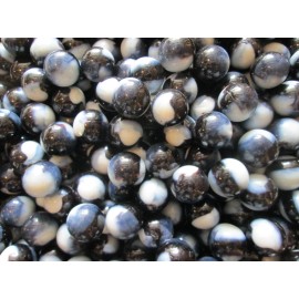 MARBLES 2 POUNDS 7/8" BLACK & WHITE / TAN PATCH MARBLE KING MARBLES
