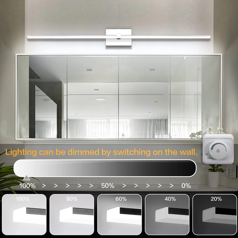 ZUZITO 48 inch Vanity Lights - Chrome Bathroom Light Over
