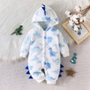 XIXIMAON Infant Baby Boy Plush Hooded Jumpsuit Dinosaur Pattern Button