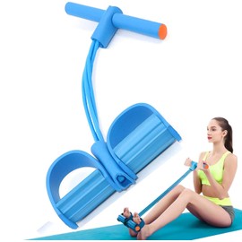 Jieddey Pedal Elastic Rope,Pedal Resistance Band 4 Tubes Sit-up Pull Rope Basic Model Gym Accessories for Women Pilates Fitness Yoga Strength Workout Blue