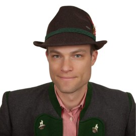 Oktoberfest Haus | Austrian & German Alpine Hat with Feather & Rope - Oktoberfest Hats for Men and Women | Brown