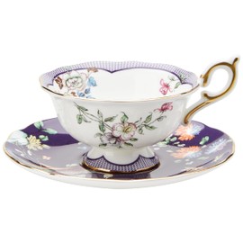 【正規輸入品】 ウェッジウッド(Wedgwood) ワンダーラスト ミッドナイト クレーン ティーカップ&ソーサー 180ml 結婚祝い プレゼント