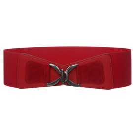 Women's 3" (75 mm) Wide High Waist Fashion Stretch Belt, Red | m/l (32"-34" waist)