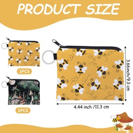 2 Pieces Bee Printed Coin Wallet, Cute Coin Wallet, Portable Coin Wallet, Water-Resistant Coin Wallet, Girl Coin Wallet