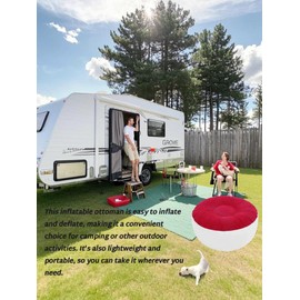 Dsacxixai Inflatable Chair, Inflatable Flocking Stool Multipurpose Lightweight Portable Design Round Portable Inflatable Stool for Travel Camping Outdoor Activities (Coffee)