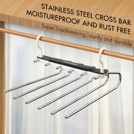 Pants Hangers Space Saving - Hangers for Clothes Hanger Organizer Jean Hangers Pants Rack Scarf Hanger Closet Space Saving Scarf Organizer - Magic Pants Hangers Pants Organizer 1 Pack (Green)