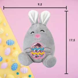 VFM e-Store - Easter Bunny Soft Toy Hugging Shiny Egg Cute Plushie Huggable Cuddly Stuffed Toy Plush Toy Cute Stuffed Plushie, Gifts for Birthday, Valentine's Day Christmas - 10cm White