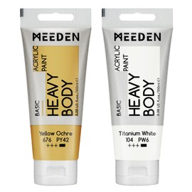MEEDEN Acrylic Paint Yellow Ochre: 100ml Heavy Body Acrylic Paint Tube Bundled with Additional Titanium White Colour for Art Craft Painting