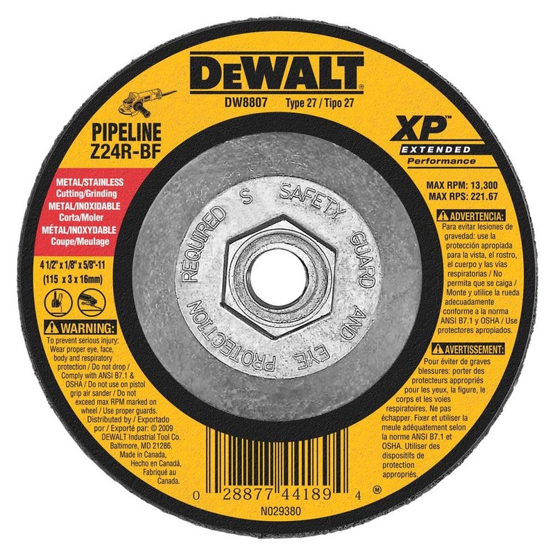 DEWALT DW8807 4-1/2-Inch by 1/8-Inch by 5/8-Inch-11 XP Grinding Wheel