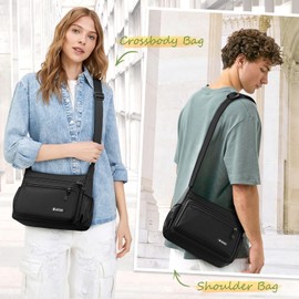 NEWIROVE Shoulder Bag Women's Medium Handbag Women's Shoulder Bag Waterproof Nylon Bag Women's Messenger Bag Black Crossbody Bag for Men & Women Shopping, Travel, Casual, black