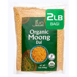 Jiva Organics Jiva Organic Yellow Moong Dal 2 LB - Non-GMO, Gluten Free - Great for Kitchari - Split Yellow Mung Beans
