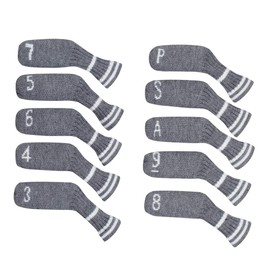 Scott Edward 10Pcs Golf Iron Headcover Set Washable & Durable Adorable Socks Shape Golf Club Irons Head Protector,Numbers from 3-9,ASP (Grey)