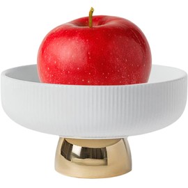 Kelendle Ceramic Footed Bowl Round Pedestal Bowl Decorative Fruit Dish Holder Dessert Display Stand for Kitchen Counter Centerpiece Table Decor Serving Fruit Tray S