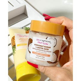 SPAscriptions Fruit Glow Coconut Sugar + Lactic Acid Exfoliating Facial Polish Gentle Skincare Daily Exfoliate Smooth Comfort Skin Repair