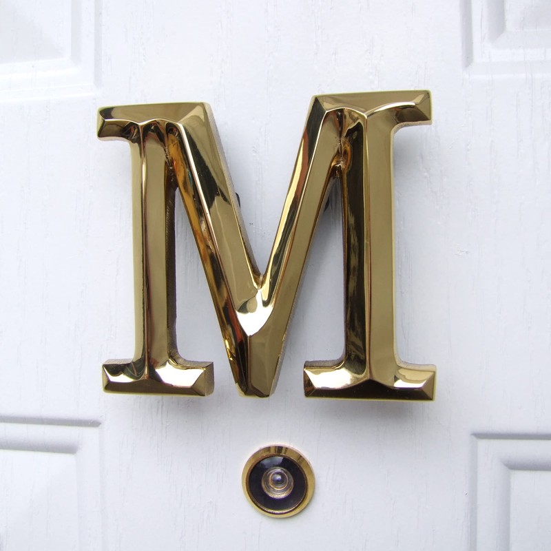 Monogram Letter M Door Knocker - Brass