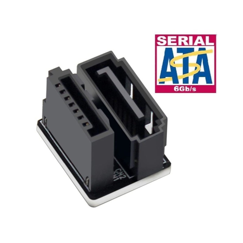 Cablecc Single SATA 7Pin Female to 360 Degree Angled 7Pin