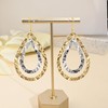 Two-Toned Teardrop Statement Earrings, Gold and Silver Hammered Design, Large