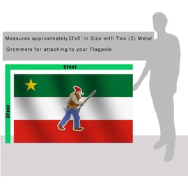 Double Sided Quebec Patriote Flag 2.5X5 Ft -Heavy 150D Silk Fabric-Green White Red canadian flags Le Vieux de MLNQ Flag for independentists