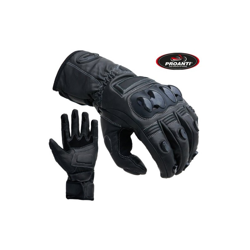 Proanti Touring Leather Motorcycle Gloves Black Size:XL
