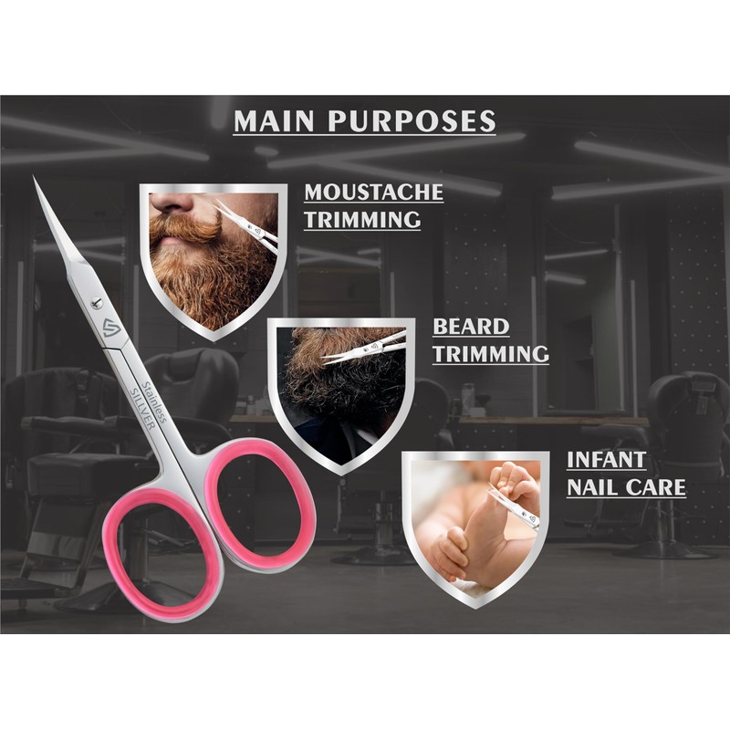 Cuticle Scissors Extra Fine Curved, Super Slim Small Scissors with