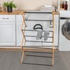Household Essentials Bamboo Folding Clothes Drying Rack, Compact Upscale Laundry