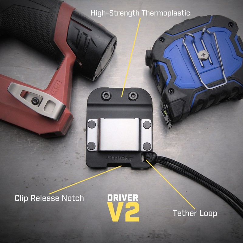 Holstery DriverMaster V2 | Clip-On Tool Belt Drill Holder -