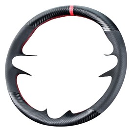 Kivnto - Funda para volante de fibra de carbono para Honda Civic 8ª generación 2006 2007 2008 2009 2010 2011 3 radios 13.5-14.5 pulgadas, accesorios interiores de piel