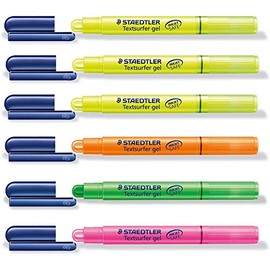 STAEDTLER Textsurfer Gel Highlighter Pen (6 Pens 4 Colours) Pink, Green, Orange and 3 x Yellow