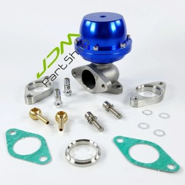 JDMPARTSHOP 38mm F38 Turbo External Wastegate 8 PSI W/Flanges Bolts Clamp Kit Universal Blue