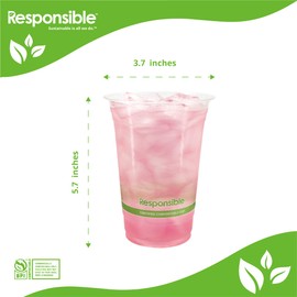 Responsible Products Clear Cold Cup, Certified Compostable and Made from 100% American Biobased Materials, No-PFAS Added & BPA-Free (20 oz Cups (1000 Count))