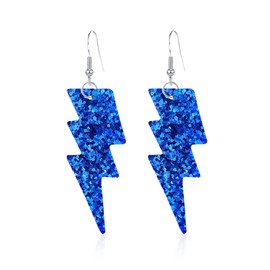 Chanaiqw Punk Neon Earrings for Women Lightning Bolt Jewelry Retro Neon Earring Dangle Costume 80's Party (BLue)