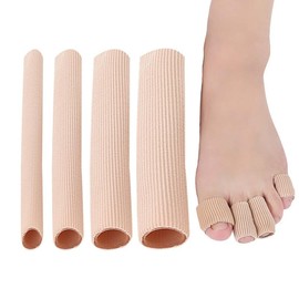 Youery Toe Cap Protection, 4 Pieces Fabric Protection for Closed Toe Surface with Soft Gel Lining, Toe Protection Separator, Tube Bandage Pressure Protection, for Padding Toe Cover, Corns, Callus