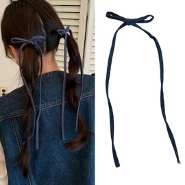 Bow Ribbon Hair Clips for Women Girls Cowboy Hair Clip for Teen Girls Bow Barrette Hair Clips for Thick Fine Hair Blue Bow Hair Accessories Ornaments for Women Girl Hair Ribbon Bows