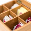 Relaxdays Teebox mit 6 Fächern, Bambus, Teebeutel Aufbewahrung, Teekiste mit