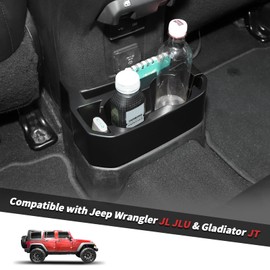 Jimen for JL Rear Cup Holder, Dual Extra Cup Holder Organizer Tray Drink Holder for Back Seat Compatible with Jeep Wrangler JL JLU & Gladiator JT 2018-2025