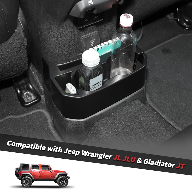 Jimen for JL Rear Cup Holder, Dual Extra Cup Holder