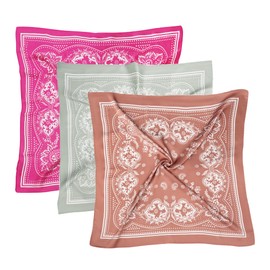 VANLINKER 3PCS 27.5 Inches Silk Head Scarf for Women Men Vintage Bandanas Satin Hair Scarf Silk Wrap Scarf Neckerchief Square Scarves VL9549