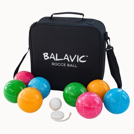 BALAVIC 100mm Resin Bocce Ball Set Multicolor Balls w Pallino, Carry Bag, Measuring Tape-Perfect for Backyard Games, Lawn Games, Beach Games with Family & Friends, 2-8 Players Entertainment