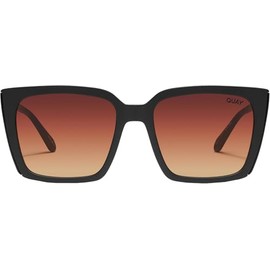 Quay Women's Front Cover Sunglasses, Matte Black/Brown Yellow, One Size