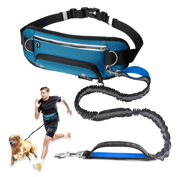 Hands Free Dog Leash with Pouch,Adjustable Waist Running Leash with