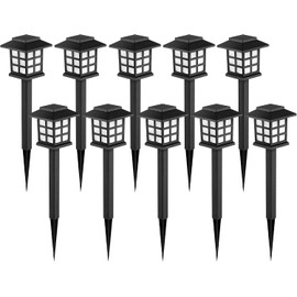 GIGALUMI - Luces LED solares para pasarela, paquete de 10 luces impermeables para jardín, paisaje, camino, patio, entrada, mantenimiento de 10 horas de iluminación