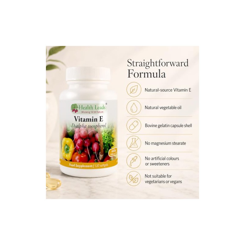 Vitamin E 400IU | Natural D-Alpha Tocopherol | 120 Capsules