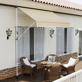 PATISOL 78"x51" Manual Retractable Awning Aluminum Patio Sunshade Shelter