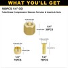 Siptenk 180PCS 1/4" Brass Compression Fittings Sleeves Ferrules Inserts Nuts