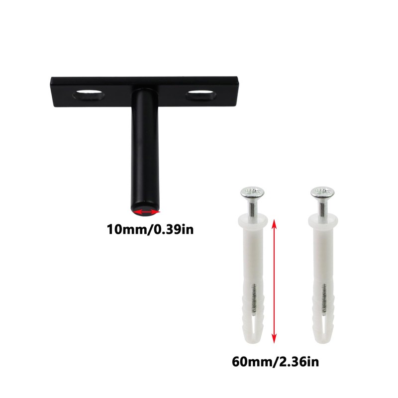 Antrader Black Floating Shelf Bracket,4Pcs 2 Inch Hidden Shelf Brackets
