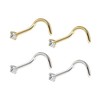 2 Pairs Spiral Nose Nails, Curved Golden Nose Nails, Nose